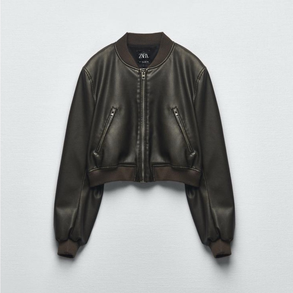 Zara Faux Leather Bomber Jacket